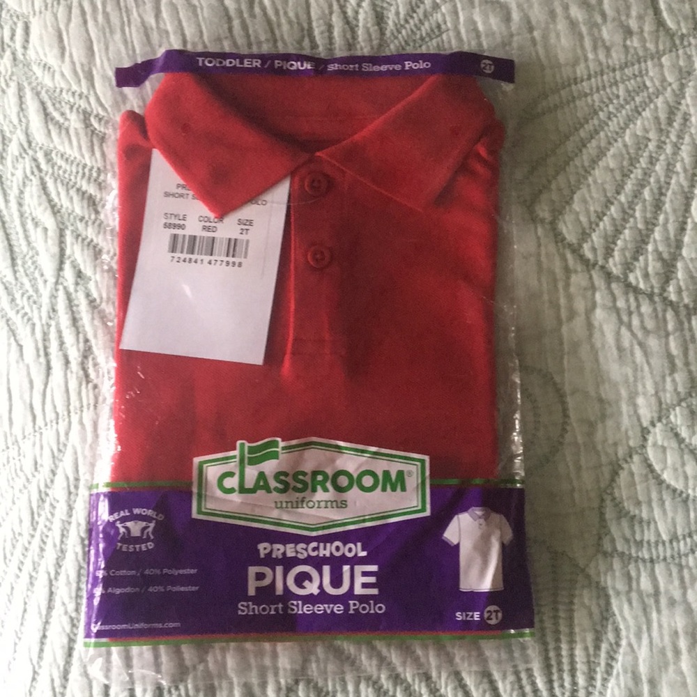 Red short sleeve polo